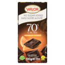 Valor 70% Cacao With Orange No Sugar Addedx 100g | Case of 17 Bars | Bulk Candy & Chocolate
