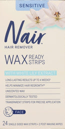 Nair Wax Hair Remover Strips Face & Brows  ( 6 X  24'S  )