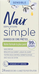 Nair Wax Ready Strips Cso Face/Bikni 24Ct | Case of 6 | Bulk Hair Removal