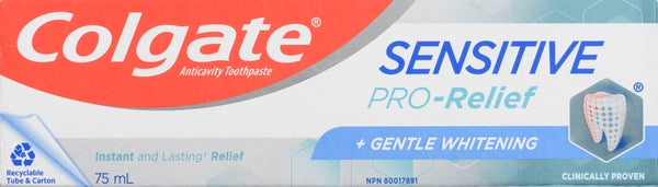 Colgate Toothpaste Sensitive Pro Relief Gentle Whitening (12X75ML)
