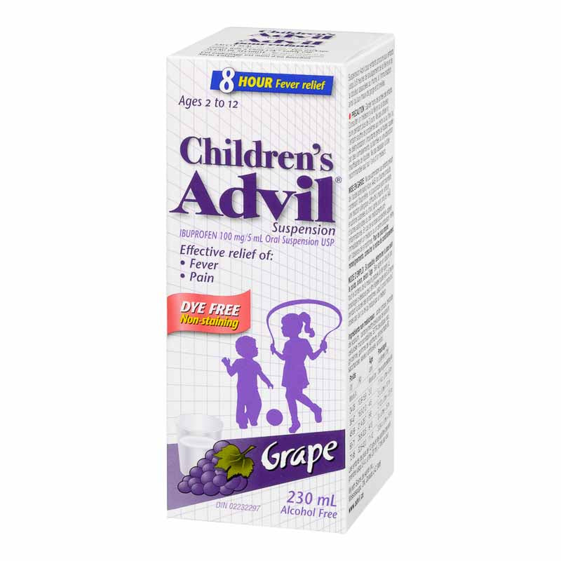 Advil Children’s Syrup Dye-Free Fever/Pain Relief (Ages 2–12) – Grape (230ml)