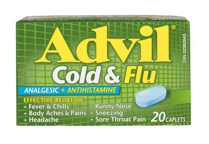 Advil Caplet Pills Cold & Flu Analgesic + Antihistamine (20’s)